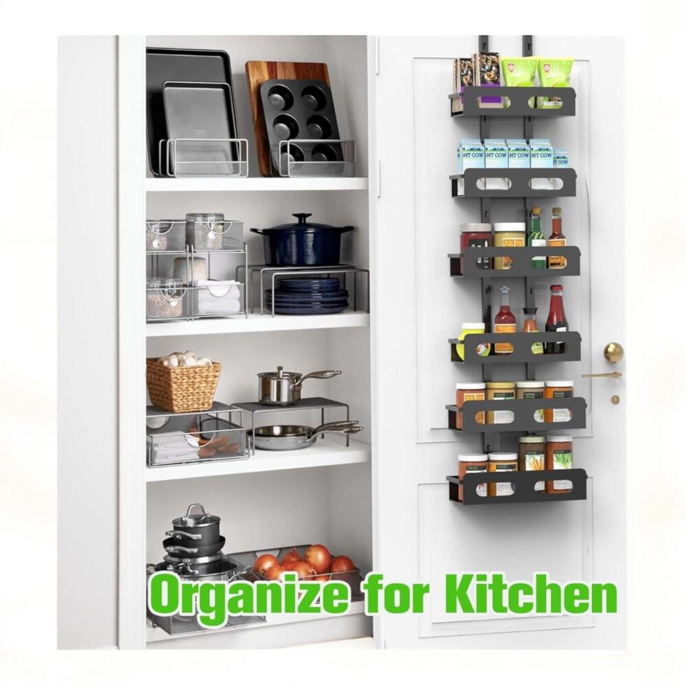 White, 6 Tier Caddy Organizer, Over the Door Storage Hanger with Hook